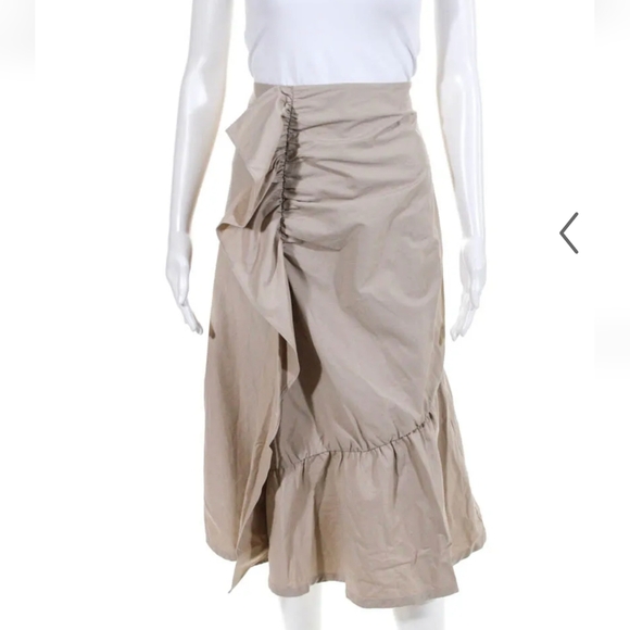 Halogen Beige Ruffle Asymmetrical Skirt, Sz 8, NWT - Picture 1 of 5